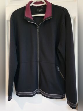 Ted Baker London Black Collie Sweater Jacket Mock Neck Full Zip Pockets Men's 4